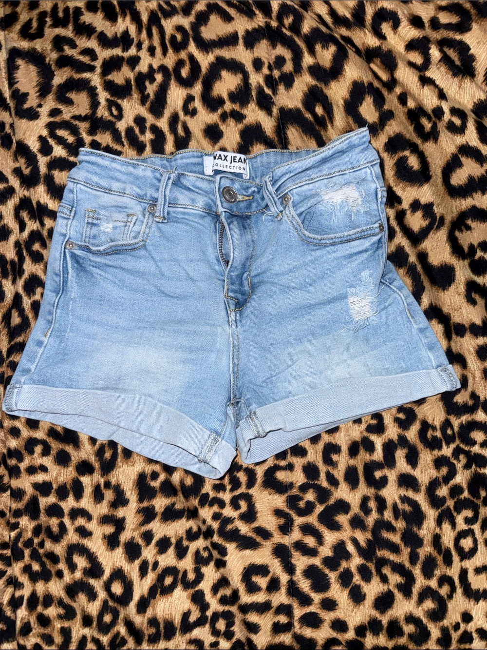 Wax Jean Light Blue Rolled Cuff Denim Shorts